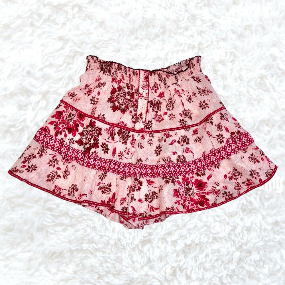 NWT Poupette St. Barth Culottes Shorts Pink Floral Ruffle Boho Romantic Summer M